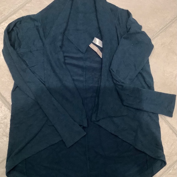 Athleta Nirvana Wear Two Ways Wrap Sweater Dark Vista Teal Heather Size S - Picture 2 of 5